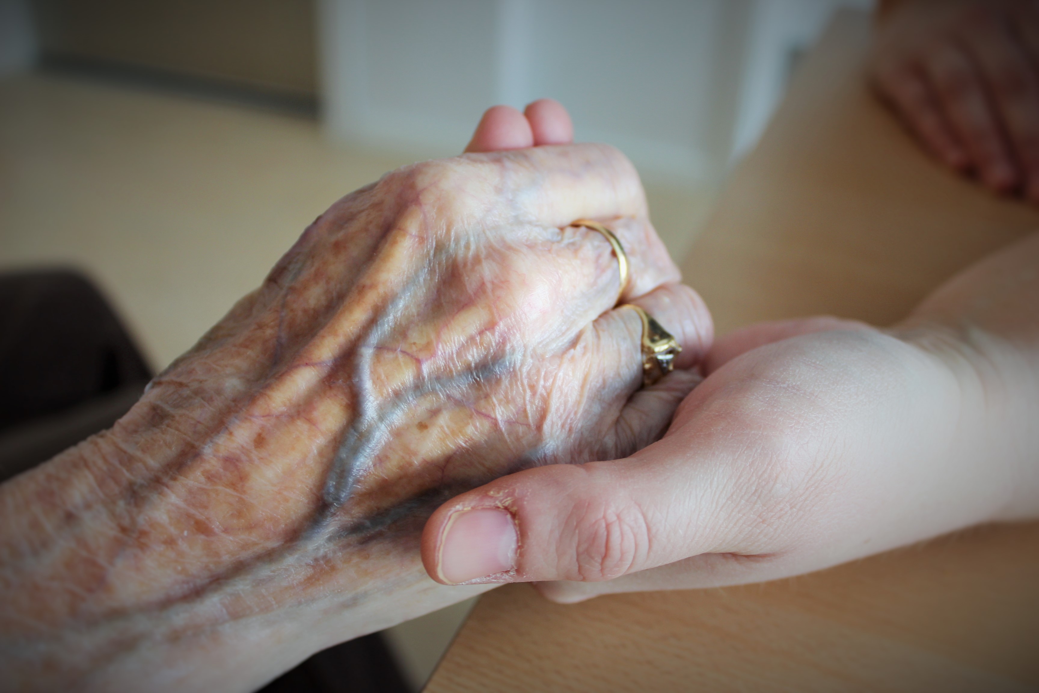 unge og gamle hender som holder hverdandre